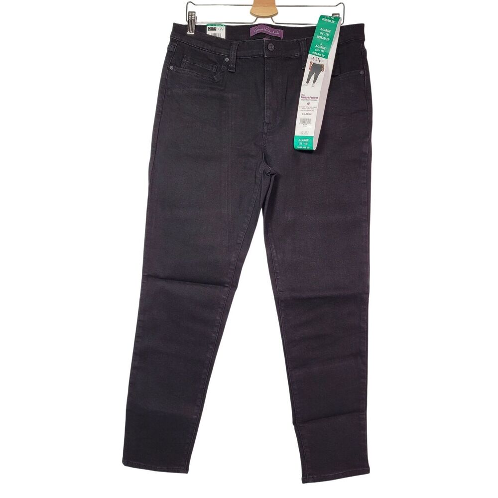 Gloria Vanderbilt Women's Perfect High Rise Skinny Denim Jean, Black, XL(16-18)